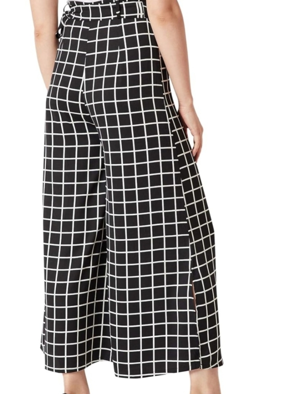 Like NEW New York & Company Women's Black & White Grid Wide-Leg Pants ~ Size Med